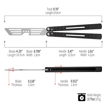TGZUO 9.76" Professional Precision Practice Gear - Safe Cutter Precision Machined Aluminium Handle (Black)