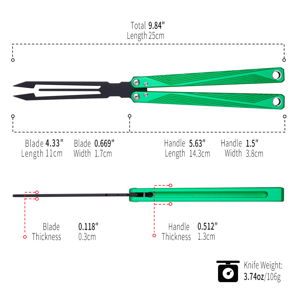 TGZUO 9.84" Professional Precision Practice Gear - Safe Cutter Precision Machined Aluminium Handle (Green)