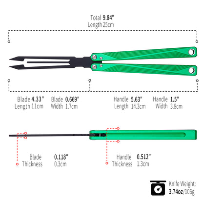 TGZUO 9.84" Professional Precision Practice Gear - Safe Cutter Precision Machined Aluminium Handle (Green)