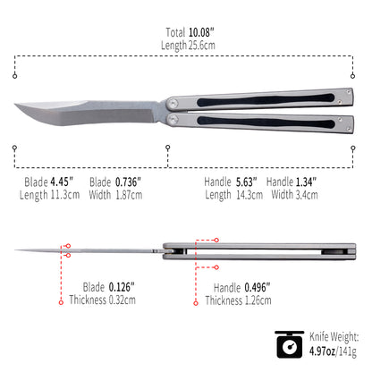 TGZUO 10.08" Professional Precision Practice Gear - 440C Steel Cutter Titanium & G10 Handle (Safe Cutter)