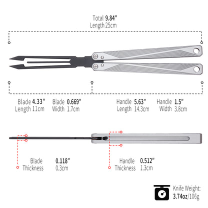 TGZUO 9.84" Professional Precision Practice Gear - Safe Cutter Precision Machined Aluminium Handle (Silvery)