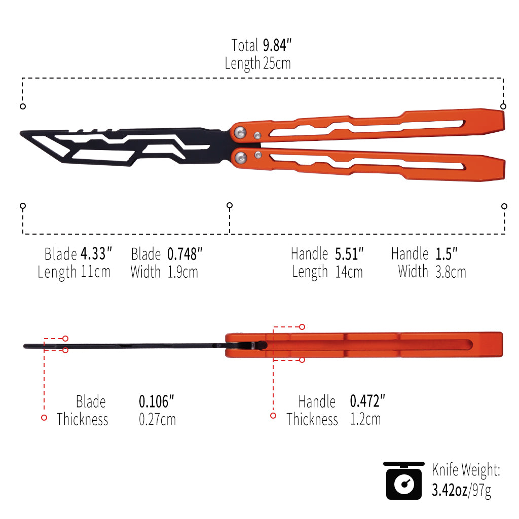TGZUO 9.84" Professional Precision Practice Gear - Safe Cutter Precision Machined Aluminium Handle (Orange)