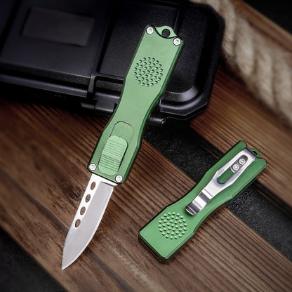 TGZUO 4.96" Compact Retractable Utility Tool - Stainless Steel Cutter Precision Machined Aluminum Handle (Green)