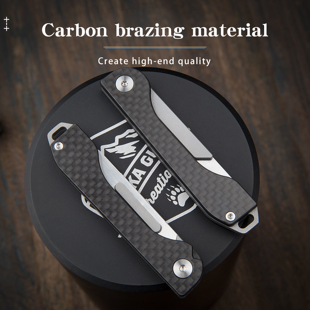 Carbon fiber Folding Pocket Knife Small EDC knife Utility for Outdoor Survival Camping #24 Replaceable Stainless steel Blades Box Cutter