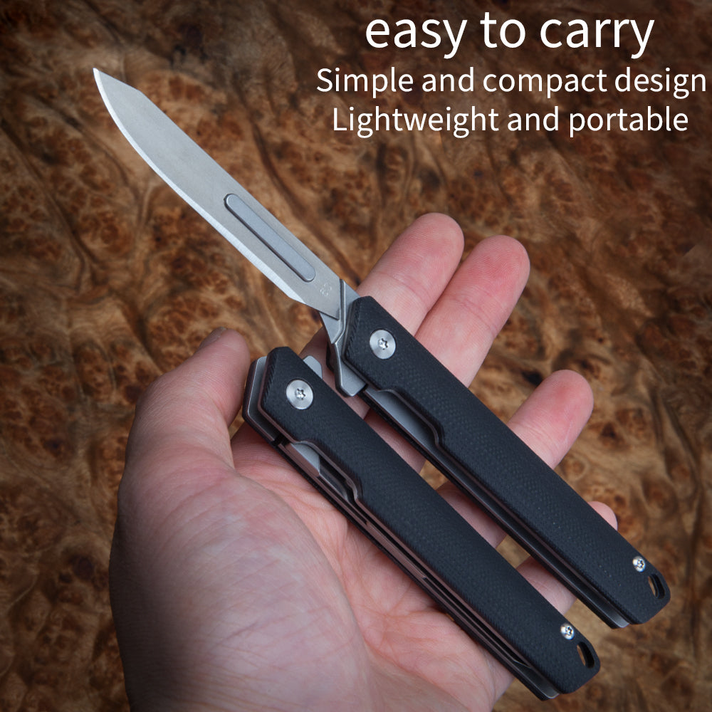 Folding pocket knife G10 Handle Mini EDC Keychain Scalpel Hunting knife Utility with 60 carbon steel blade