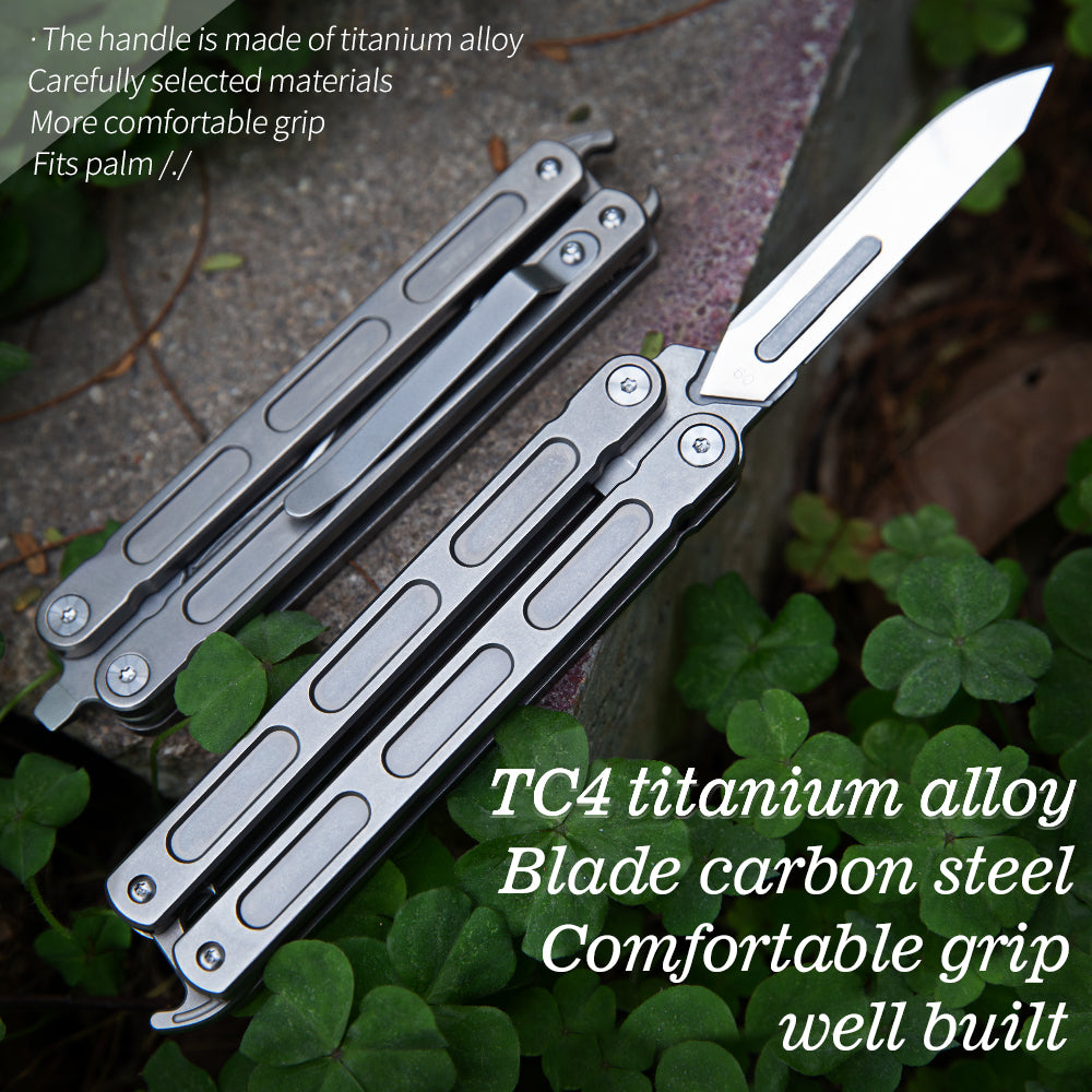 Titanium Alloy Folding Pocket Butterfly Knife Multifunctional Trainer Martial Arts Weapon Utility For Outdoor Camping Gear Outdoor Survival Tool