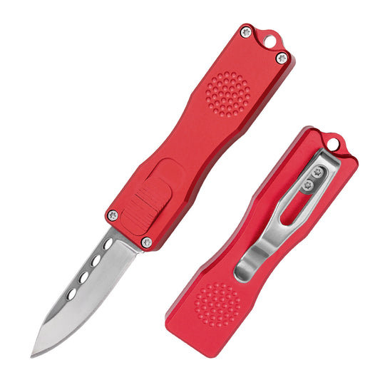 TGZUO 4.96" Compact EDC Pocket Knife - Stainless Steel Blade, Red Aluminum Handle | TGFK40