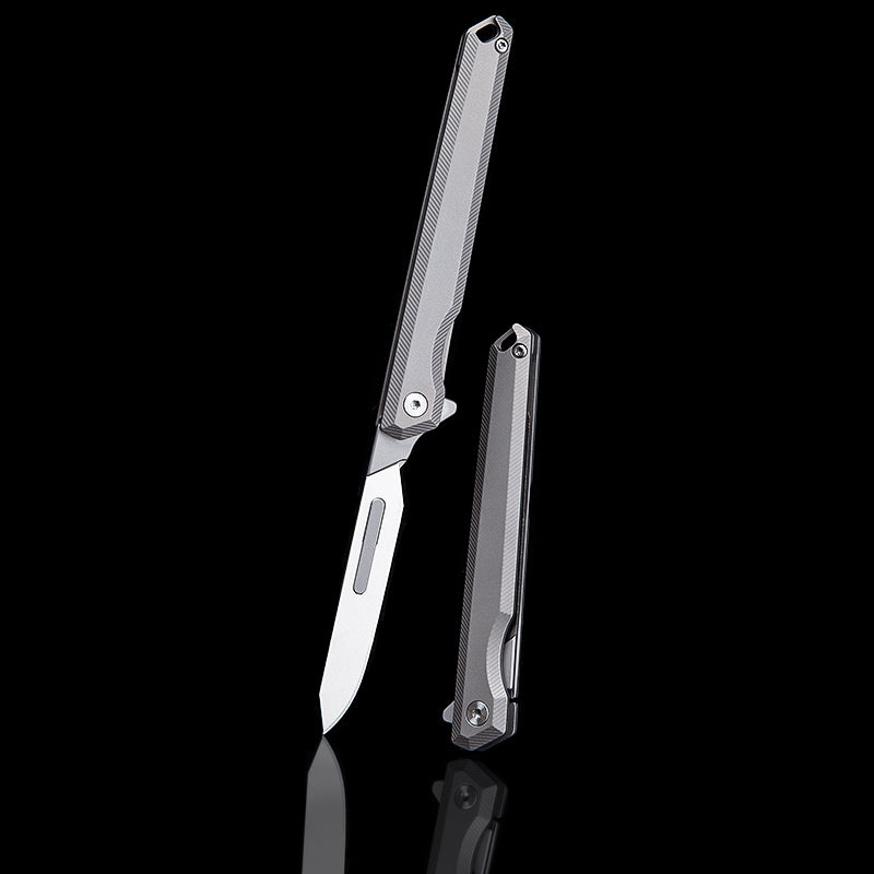 Titanium alloy folding utility knife holder bearing No. 60 Surgical carving knife Outdoor portable edc tool with you