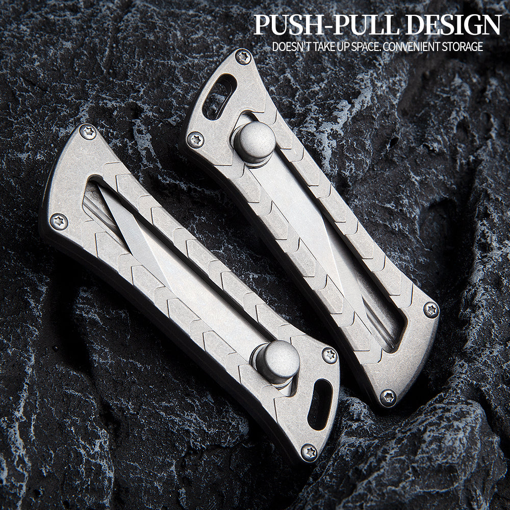 Titanium mini push and pull knife portable pocket utility knife multi-functional unpacking express knife outdoor EDC equipment