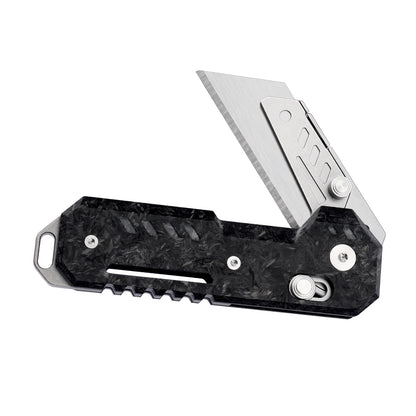 Axis Lock Folding Utility Knife,5.43" With SK2 Steel Razor Blades,Carbon Fiber Handle,Everyday Carry & Outdoor
