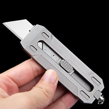 TGZUO 5.91" Heavy-Duty Retractable Utility Tool - SK5 Steel Quick-Change Cutter & Precision Machined Titanium Handle(Grey)