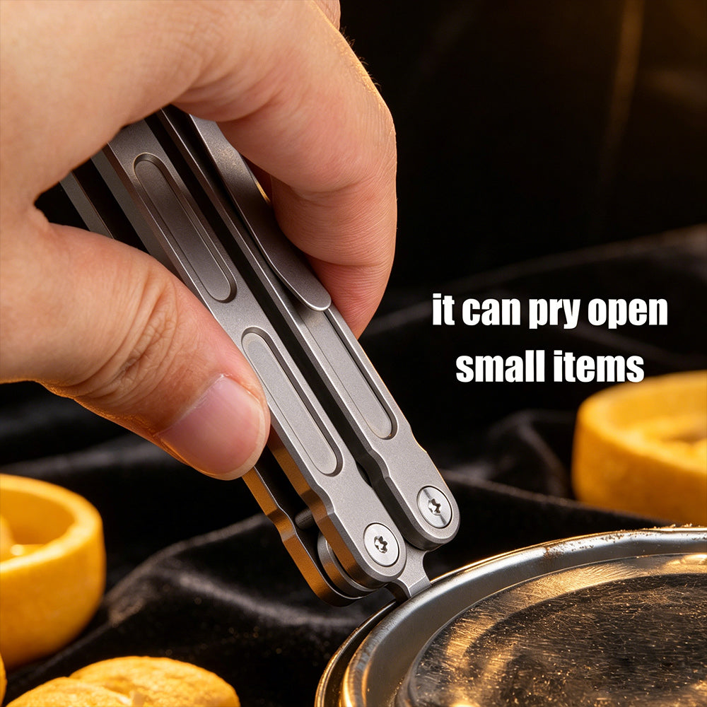 TGZUO 5.7" EDC Folding Pocket Tool - Stainless Steel #24 & #60 Universal Quick-Change Cutter & Precision Machined Titanium Handle(Grey)