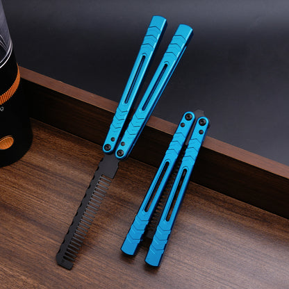 TGZUO 9.72" Professional Precision Practice Gear Comb - Safe Cutter Precision Machined Aluminium Handle (Blue)