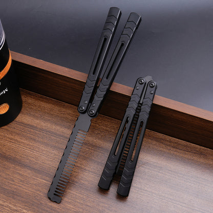 TGZUO 9.72" Professional Precision Practice Gear Comb - Safe Cutter Precision Machined Aluminium Handle (Black)