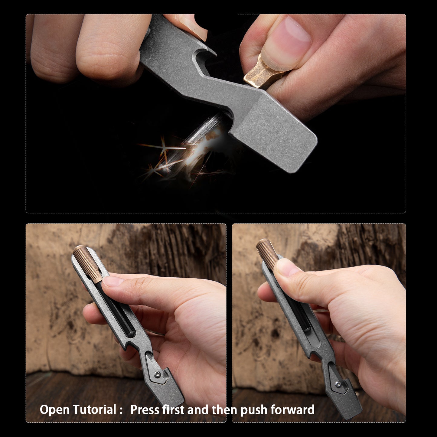 Titanium alloy multi-functional tool portable crowbar screwdriver fire rod open bottle open cover cut rope outdoor camping equipment