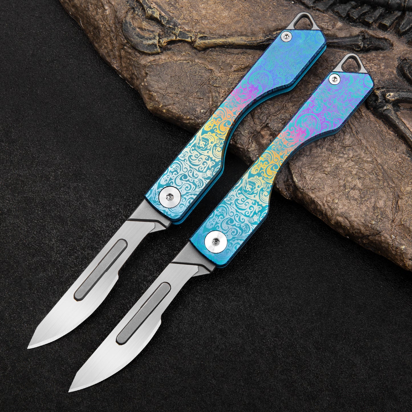 Titanium mini folding knife Utility knife with surgical blade Carving knife Express open box knife Outdoor EDC