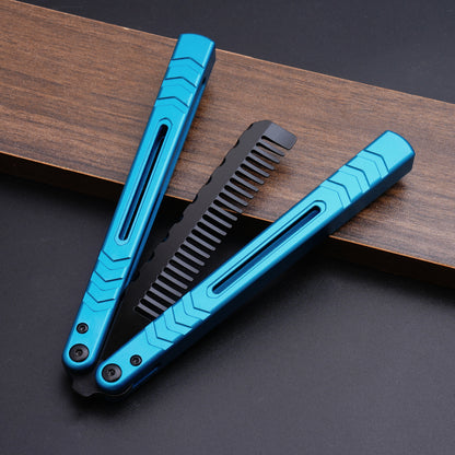 TGZUO 9.72" Professional Precision Practice Gear Comb - Safe Cutter Precision Machined Aluminium Handle (Blue)