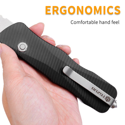 TGZUO Heavy-Duty Retractable Utility Tool - 5cr15mov Cutter & Precision Machined Aluminum Handle(Black)