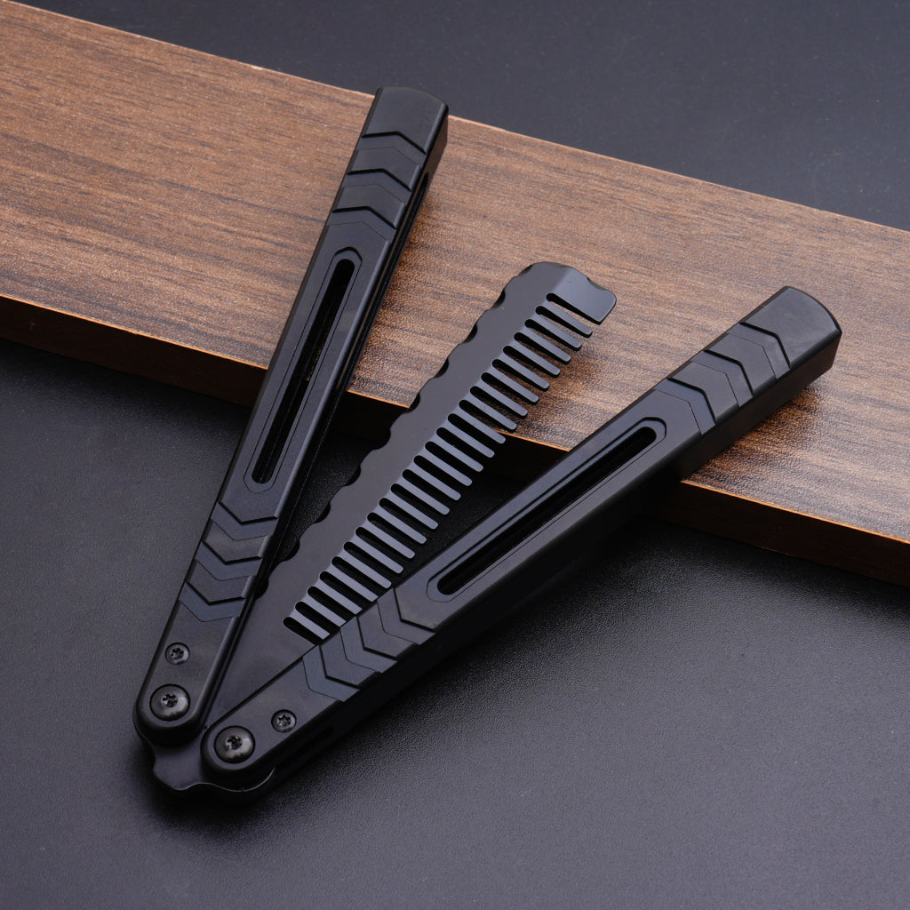TGZUO 9.72" Professional Precision Practice Gear Comb - Safe Cutter Precision Machined Aluminium Handle (Black)