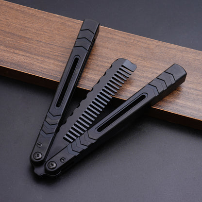 TGZUO 9.72" Professional Precision Practice Gear Comb - Safe Cutter Precision Machined Aluminium Handle (Black)