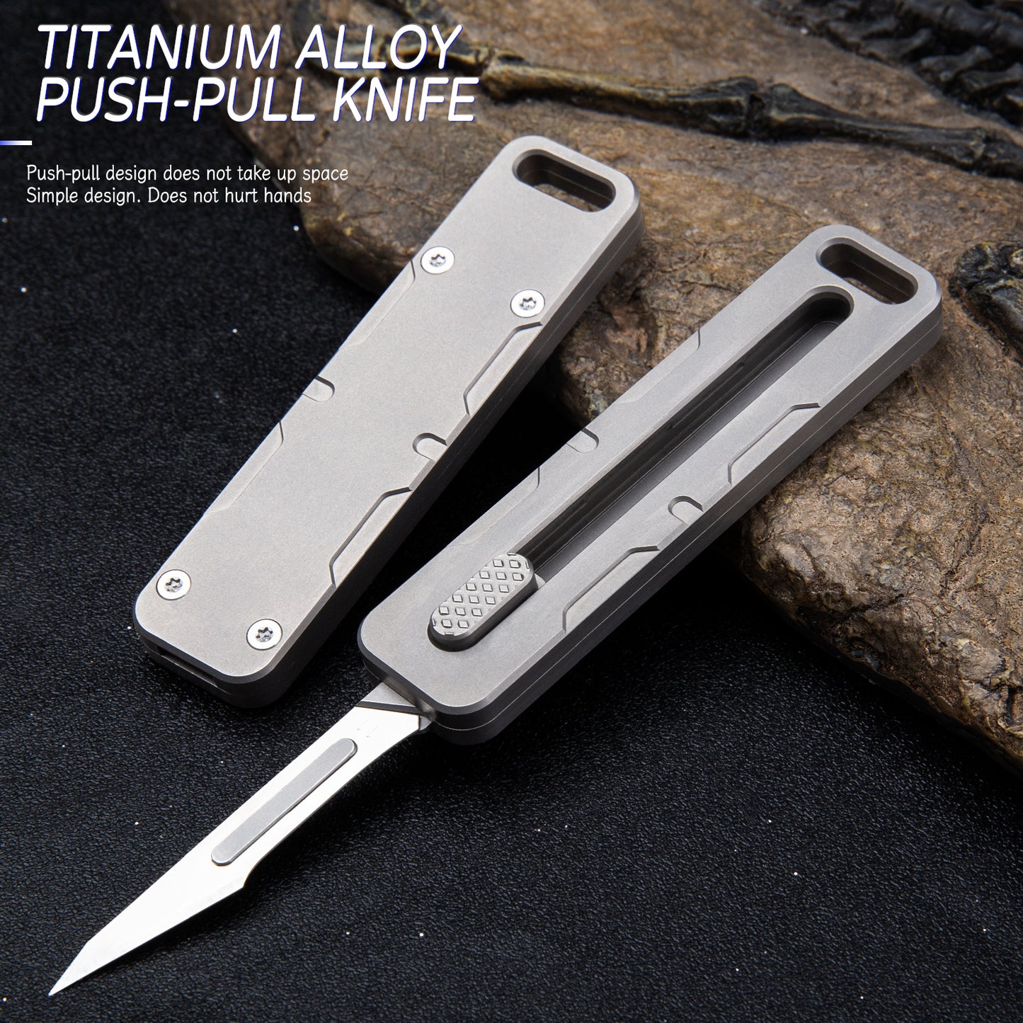 Titanium alloy push-pull telescopic utility knife Unpacking express knife Unpacking mini pocket knife outdoor EDC knife