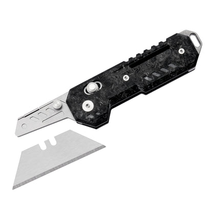 Axis Lock Folding Utility Knife,5.43" With SK2 Steel Razor Blades,Carbon Fiber Handle,Everyday Carry & Outdoor