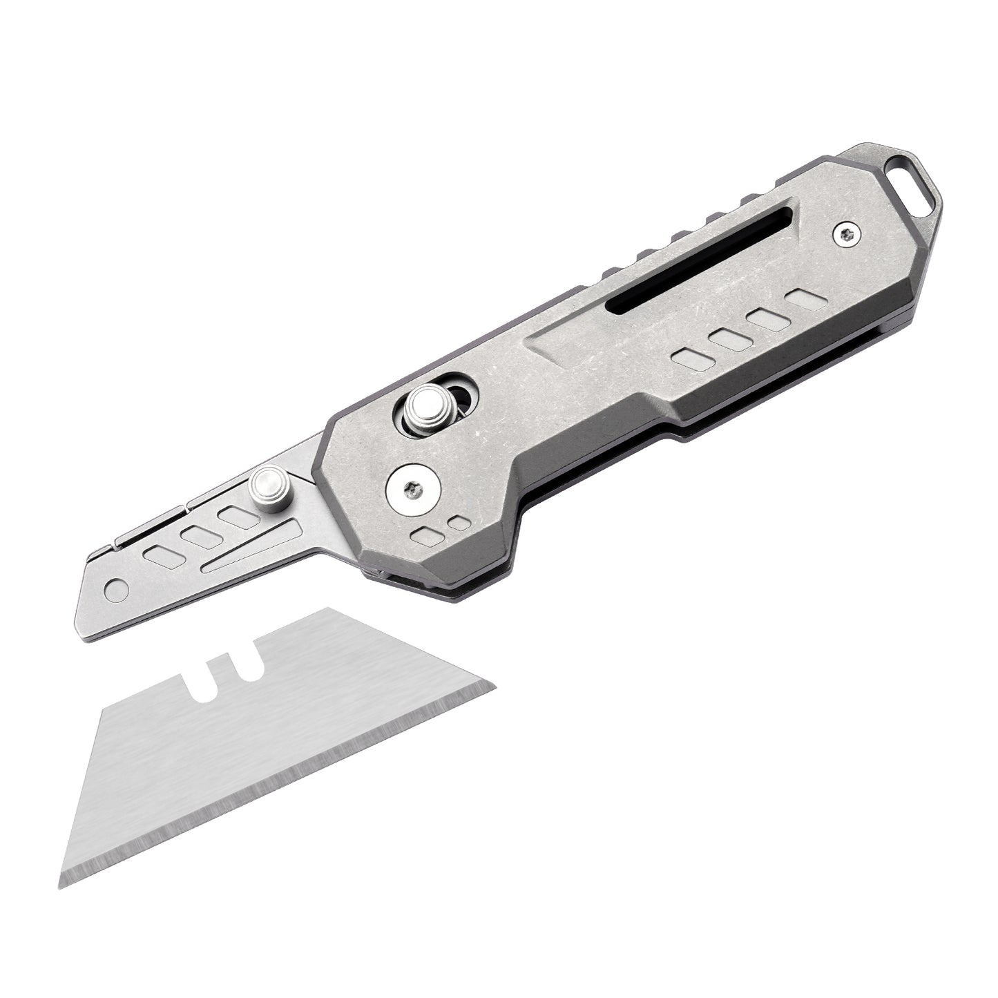 Axis Lock Folding Utility Knife,5.43" With SK2 Steel Razor Blades,Titanium Handle,Everyday Carry & Outdoor