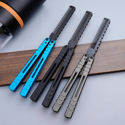 TGZUO 9.72" Professional Precision Practice Gear Comb - Safe Cutter Precision Machined Aluminium Handle (Blue)