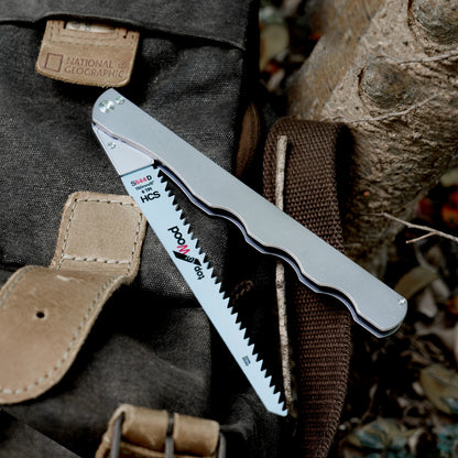 TGZUO 6.8" Premium Folding Pocket Saw - High Carbon Steel Quick-Change Cutter & Precision Machined Titanium Handle(Grey)