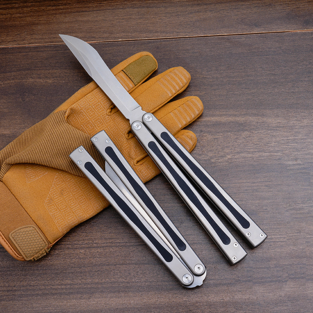 TGZUO 10.08" Professional Precision Practice Gear - 440C Steel Cutter Titanium & G10 Handle (Safe Cutter)