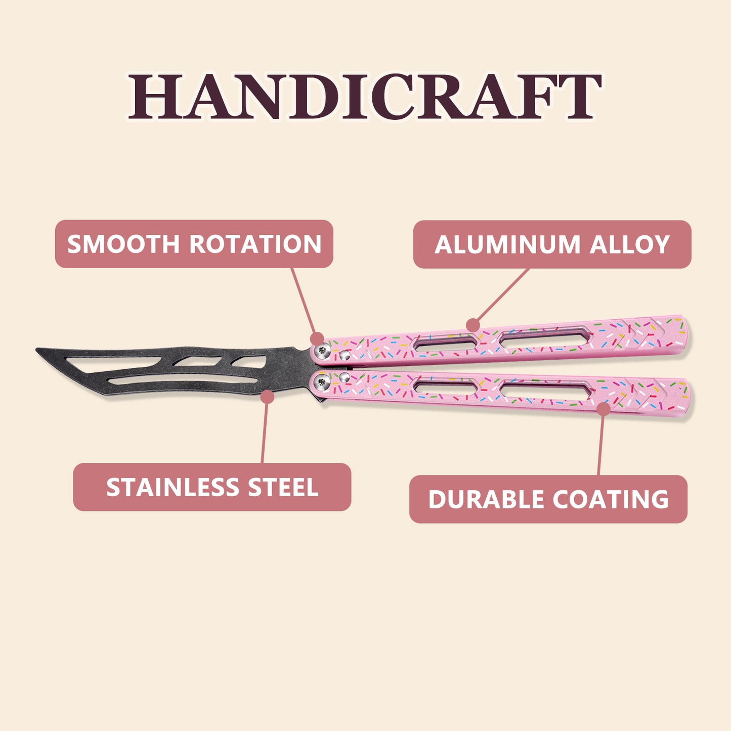 TGZUO 10.16" Professional Bearing Precision Practice Gear - Safe Cutter Precision Machined Aluminium Handle (Pink)
