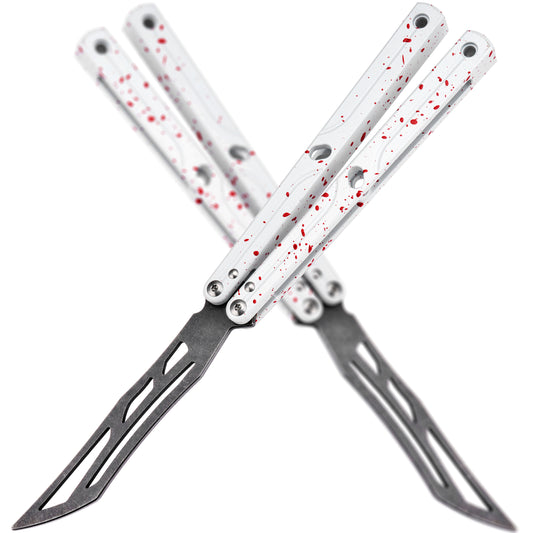 Siren Balisong Trainer - Safe Butterfly Knife Practice Tool with Blood Splatter Baking Paint & T10 Screws