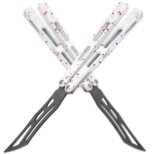 Siren Balisong Trainer - Safe Butterfly Knife Practice Tool with Blood Splatter Baking Paint & T10 Screws