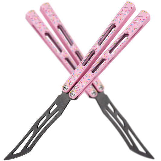 TGZUO Siren Balisong Trainer - Safe Butterfly Knife Practice Tool with Donut High-Temp Baking Paint & T10 Screws