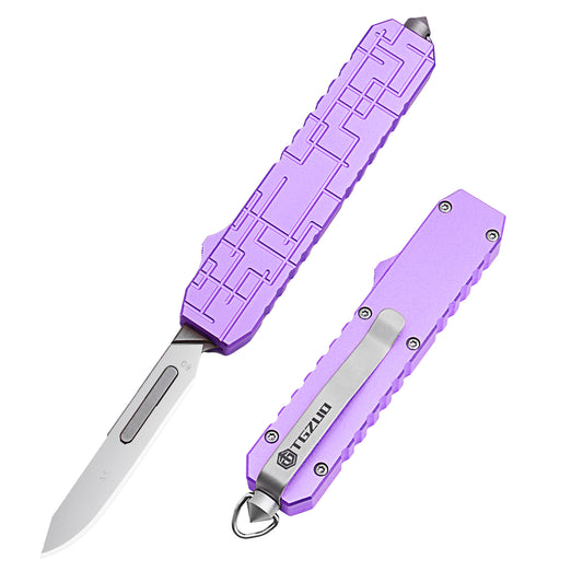 TGZUO 7.24" Kompaktes EDC-Multitool – Edelstahl #24 & #60 Universal-Schnellwechselklingen & Präzisionsgefertigter Aluminiumgriff (Schwarz)