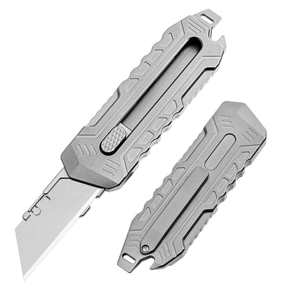 TGZUO 6.06" Heavy-Duty Retractable Utility Tool - SK5 Steel Quick-Change Cutter & Precision Machined Titanium Handle(Grey)