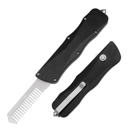 TGZUO Heavy-Duty Retractable Utility Tool Comb  - 5cr15mov Cutter & Precision Machined Aluminum Handle(Black)