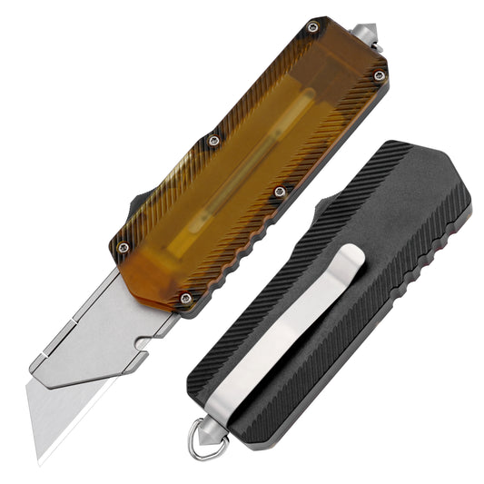 OTF Utility Knife,6.18" With SK2 Steel Razor Blades,Aluminum&PEI Handle,Everyday Carry & Multi-tools