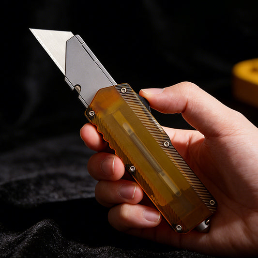 OTF Utility Knife,6.18" With SK2 Steel Razor Blades,Aluminum&PEI Handle,Everyday Carry & Multi-tools