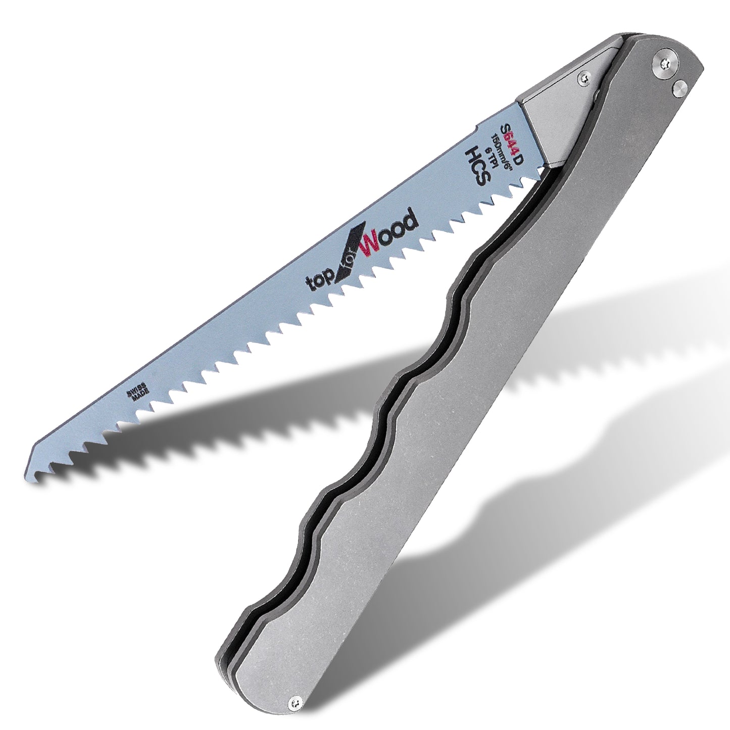 TGZUO 6.8" Premium Folding Pocket Saw - High Carbon Steel Quick-Change Cutter & Precision Machined Titanium Handle(Grey)