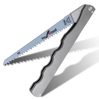 TGZUO 6.8" Premium Folding Pocket Saw - High Carbon Steel Quick-Change Cutter & Precision Machined Titanium Handle(Grey)