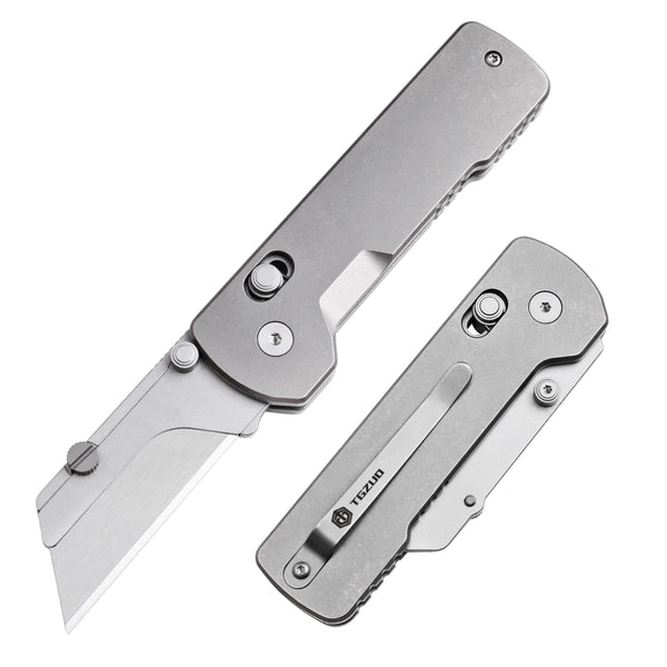 Axis Lock Folding Utility Knife,6.18" With SK2 Steel Razor Blades,Titanium Handle,Everyday Carry & Outdoor