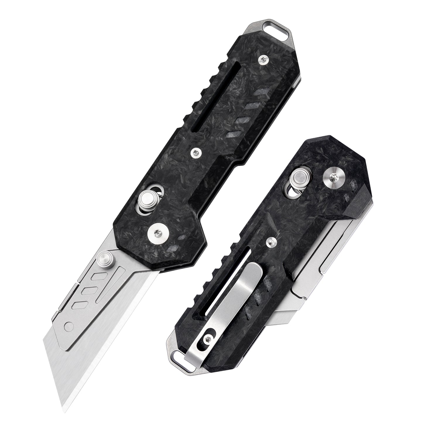 Axis Lock Folding Utility Knife,5.43" With SK2 Steel Razor Blades,Carbon Fiber Handle,Everyday Carry & Outdoor