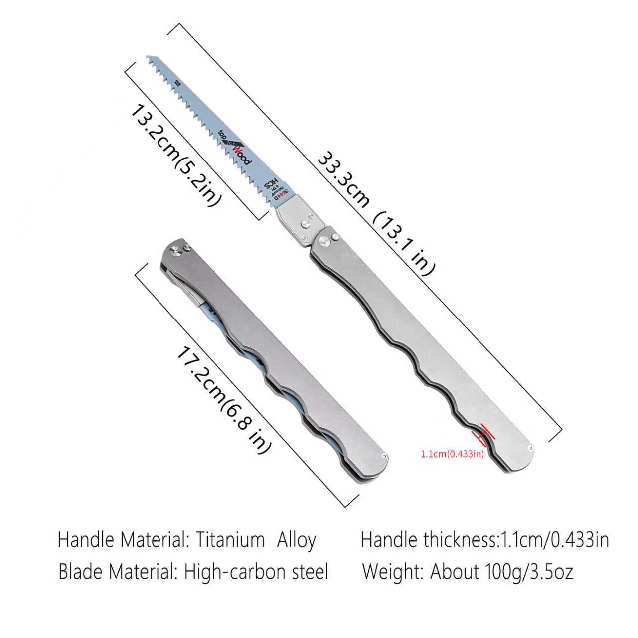 Titanium alloy folding saw, quick replacement saw blade outdoor survival tool, titanium alloy EDC carry sharp saw