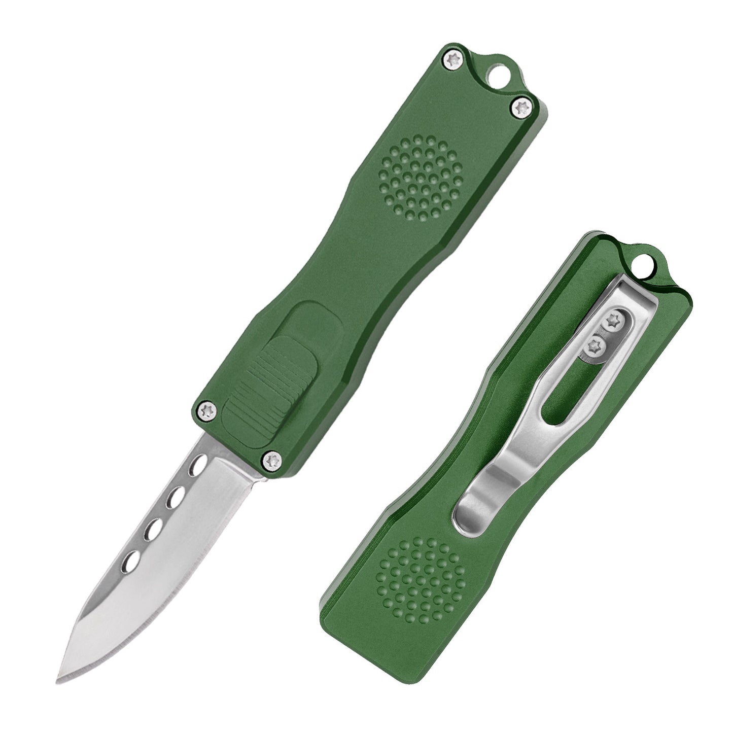 TGZUO 4.96" Compact Retractable Utility Tool - Stainless Steel Cutter Precision Machined Aluminum Handle (Green)