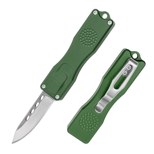 TGZUO 4.96" Compact Retractable Utility Tool - Stainless Steel Cutter Precision Machined Aluminum Handle (Green)