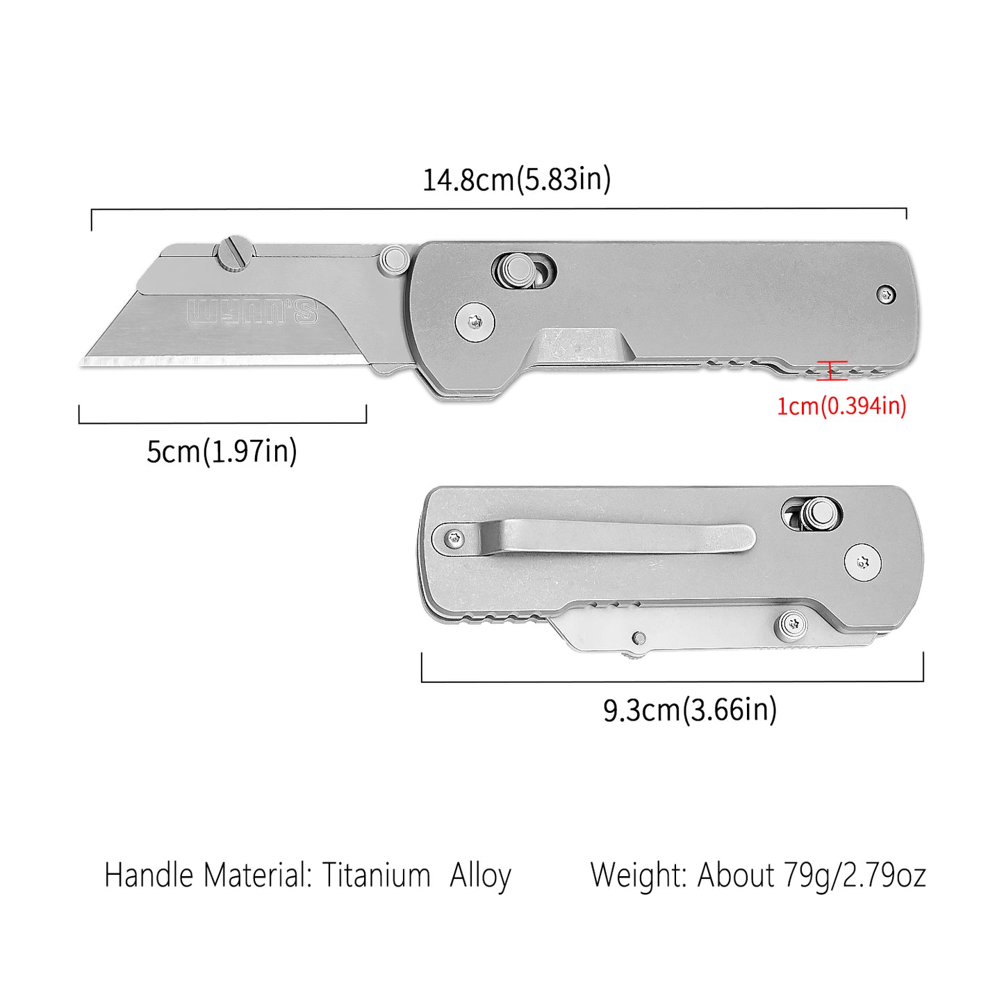 Titanium Folding Utility Knife, EDC Pocket Knife, Safety Lock Box Cutter with with 10PCS Razor Blades for Men Women