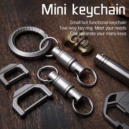 Titanium alloy universal keychain accessories universal buckle car key ring 360 degree rotation