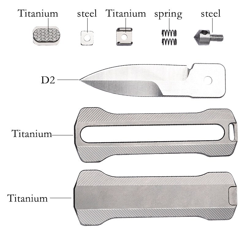 Titanium alloy pocket knife outdoor edc multi-function tool innovative tool knife quick disassembly