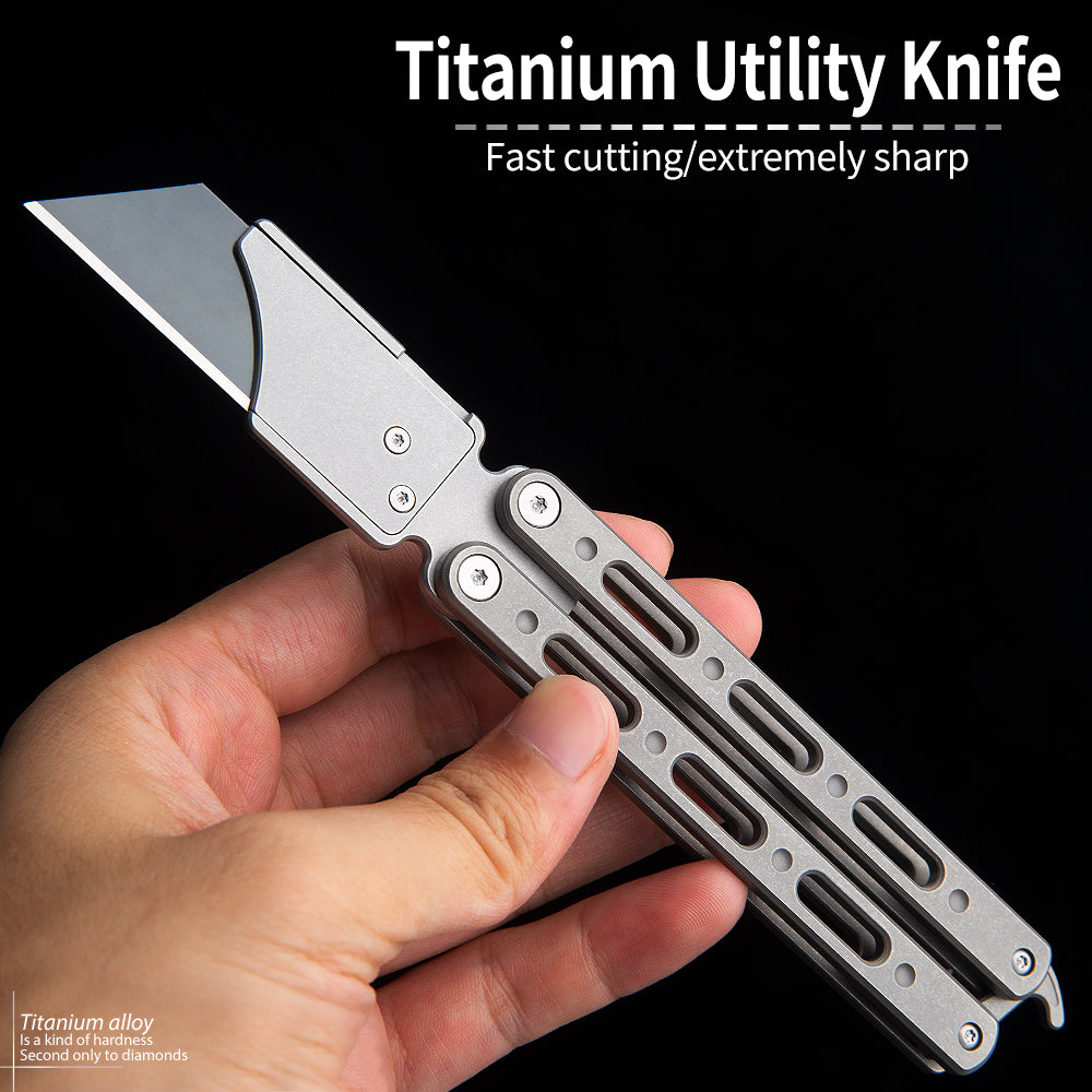 Titanium Alloy Utility Knife Multi-function Pocket Knife Handmade Carpet Cutter Knife Replaceable Blade